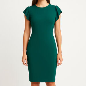 Reformation Marin Green iPencil Dress Sz 2 Cut out Back